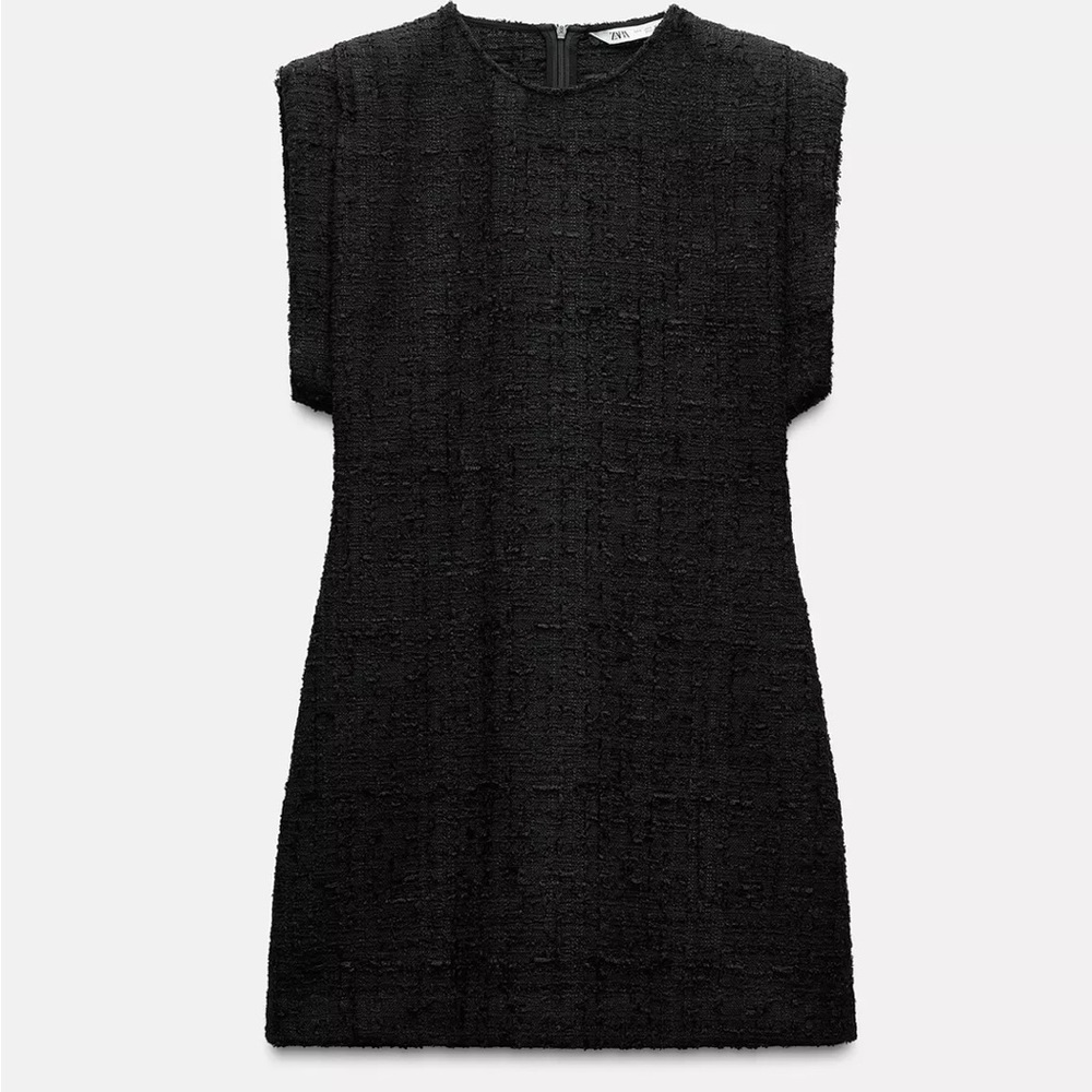 Zara Black Textured Mini Dress